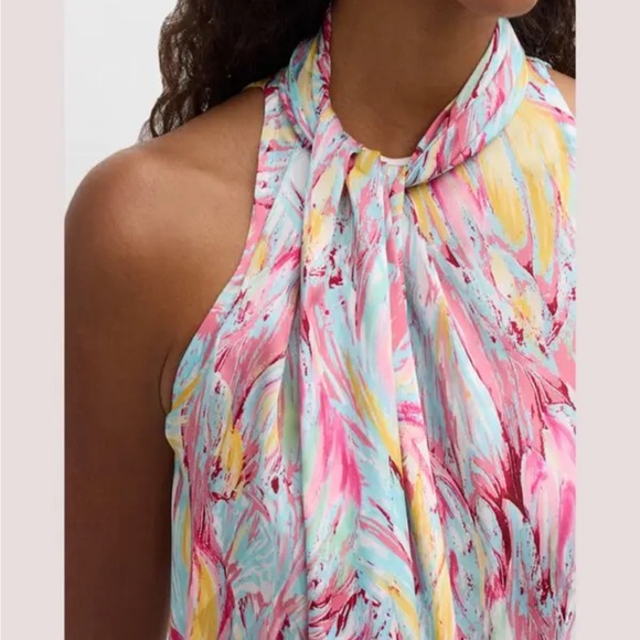 NWT Balmain Lavalliere Feather Print Top $1550 - Picture 3 of 7